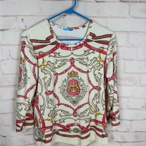 J. Mclaughlin Catalina Cloth Top Horse Print Signature Equestrian Top Sz L